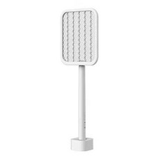 大號可充電伸縮電蚊拍 捕蚊燈二合一 加長型電蚊拍, 白色