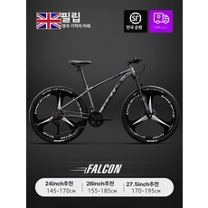 필립 산악 자전거 변속 오프로드 남성 여성 청소년 감쇠 레이싱 학생용, 26inch, 24단, 3날 허리케인그레이