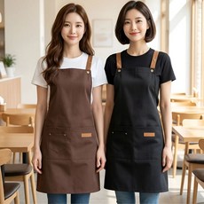 웰지움 길이조절 방수 앞치마, 1세트, 블랙+브라운