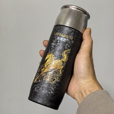 LEHUJIANG 樂匠匠 純鈦磁吸保溫杯 黑色駿馬奔騰 390ml, 商品主圖, 1個