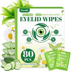 티트리 오일이 함유된 눈꺼풀 물티슈 80개 민감한 눈 개별 포장된 뚜껑 클렌징 알코올 프리 데일리 클렌저 부드러운 아이 케어 256309