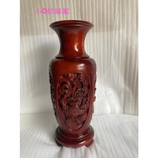 小o結緣館 仿古傢俱 龍鳳呈祥中花瓶(紅花梨)16x16x40 (快速到貨專區)