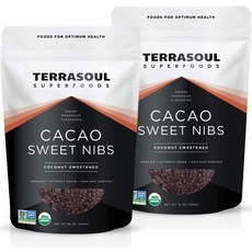 테라솔 슈퍼푸드 유기농 스위트 카카오 닙스 2파운드 (2개 Terrasoul Superfoods Organic Sweet Cacao Nibs 2 Lbs (2 Pack) - Co, 2파운드(2팩), 1개, 달콤한 카카오닙스