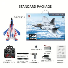 RC F22 전투기 4채널 2.4G 대형 고정익 원격 조종 비행기 전동 폼 모델 글라이더 장난감 성인 및 청소년용, 04 F22 Blue