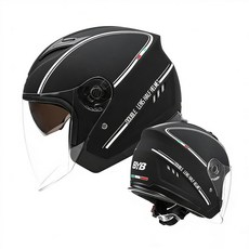 機車安全帽雙鏡片透氣內襯可拆卸護耳，頭圍56-62CM適用，安全舒適。, 哑黑