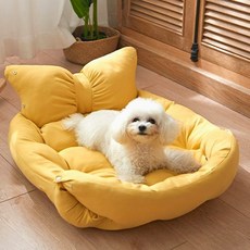 달쿵이 왕리본 강아지 집 방석 겸용 투인원, 옐로우, 1개