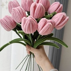 봄꽃 조화 핑크색 꽃다발 손잡이형 거실 침실 테이블 장식 화사한 분위기 연출, 레드_ONE