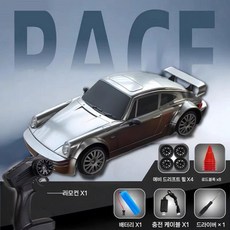 드리프트 액셀러레이터 RC 리모콘 차 레이싱 남자아이 선물, A. 단일 배터리 약 20 분 동안 지속, D. 액체 금속 실버 마운틴 타이어 4