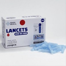 국산 보건소 일회용 체혈침 200p 수동 란셋 26G 인스턴트채혈침 무통채혈기 혈당침, 1, 200