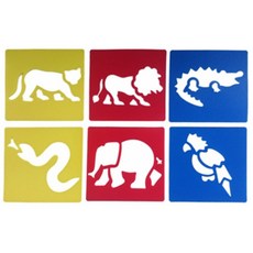 영유아 그리기활동 밀림그림 스텐실놀이 6종 미술교구 엄마표 생일선물 물감찍기, 2세트, 밀림 스텐실판