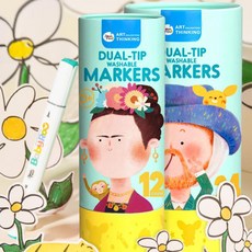 유아 색칠 낙서 미술활동 2가지펜촉 물로지우는 마커세트 자존감 도형미술, 12색