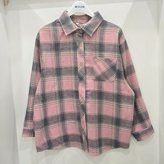 에꼴리에 오버핏 핑크 체크셔츠(25C5381)_US