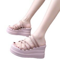 셀럽당 스타일리쉬 통굽 키높이 샌들 여자 미끄럼 방지 투 슬리퍼