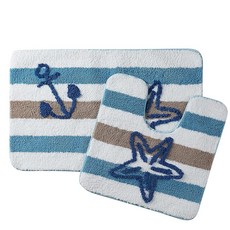 Sweet Home Collection 욕실 액세서리 세트 독특한 컬렉션 모던 클래식 컨템포러리 장식 아름다운 디자인 샤워 욕조 장식 2피스 러그 해변 생활106800, 해변 생활