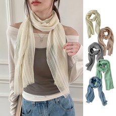 [수앤수]아멜 스트라이프 리넨 시스루 머플러 스카프 (26M003)