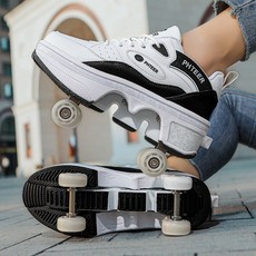 롤러슈즈 바퀴 신발 스케이트 운동화 인라인 슈즈 롤러스케이트, 003 흰색과 검정