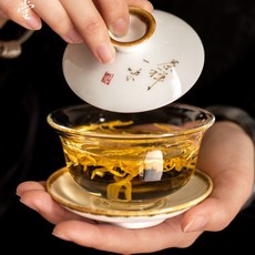 심플 엔틱 유리 도자기뚜껑 개완 보이차다완 다기잔 찻사발 다도용품, A타입 유리개완, 1개