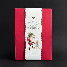 크리스마스 띠지 포장 산타 소녀 빈티지 일러스트, 30매