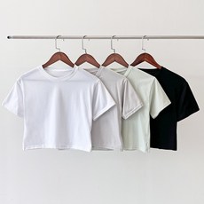 혜명만물마트 GPP V60 여자무지크롭반팔티셔츠 여성데일리룩 데일리반팔티 여성크롭티 베이직티셔츠 기본반팔티