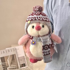 哈藥六廠 企鵝玩偶 哈爾濱企鵝公仔 抱枕 極地公園文創紀念品, 粉色:12cm掛件, 1個