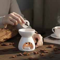 森檀香氛融蠟禮盒 (4入香氛蠟塊+融蠟燭燈) - 香氛蠟燭暖燈組, 白色, 森檀香氛融蠟禮盒 4入香氛蠟塊+融蠟燭燈