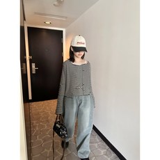 주니어 쁘띠단가디건 레이어드 슬림핏 아일렛 스트라이프 봄 여름 초등 고학년 중학생옷