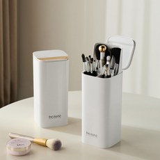 화장품 보관함 메이크업 브러쉬 수납함 원터치 편리 정리함, 화이트, 1개