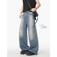 워싱 효과 데님 와이드 팬츠 클린핏 루즈핏 캠퍼스 감성 봄가을 청바지