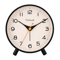 ECLATIS Tinload 11.4cm4.5인치 앤티크 레트로 아날로그 알람 시계 수동 조명이 있는 소형 무소음 책상 스누즈 거실 침실 침대 옆 책상용그린 30082, R-블랙