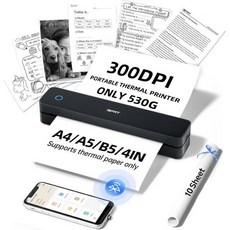 iDPRT MT610 프로 휴대용 열 프린터 300DPI HD 모바일 여행용 가정용 잉크리스 무선 소형 사무실 차량 블루투스 프린터로 8.5인치 x 11인치 미국 레터&A4&, 블랙