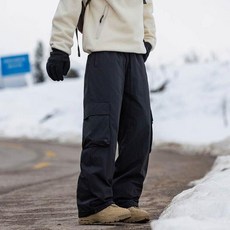 大尺碼90白鴨絨保暖運動長褲 冬季防風防水滑雪登山褲, M建議體重55-65公斤, 曜石黑