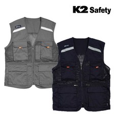 K2 안전조끼 21VE-612R 건설현장 작업조끼 다포켓 망사 메쉬, 21VE-612R 그레이, 1개