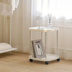 메종드꼼마 브링 트롤리 이동식 수납선반, 화이트, 2단