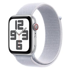 Apple 정품 2024 애플워치 SE 2세대 알루미늄 케이스, 실버 블루 클라우드 스포츠 루프, 44mm, Cellular, 실버 / 블루 클라우드 스포츠 루프, Loop