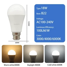 1-20개 LED 전구 3CCT 3000K AC110V 220V E27 B22 베이스 3색 조절 메모리 기능 색온도 재설정, 10 18W B22, 01 1pcs, 01 AC100-240V