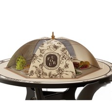 折疊飯菜罩 保溫菜罩 遮菜傘 防塵罩 防蟲罩, 1個, 奶茶棕菜罩圓形（大號）