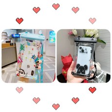 雙扣氣囊手機防水袋觸屏靈敏外賣溫泉手機殻遊泳漂流防水殻通用型 K8U3, 暴力熊+蠟筆小新【2個裝/觸屏靈敏】, 1個