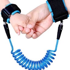 어린이외출 안전끈 손목연결 미아예방 탄력코일 길이조절 보호자연결 공공장소, 블루, 1개