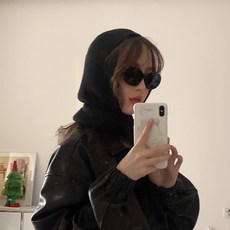 베이직 니트 바라클라바 투버튼, 블랙