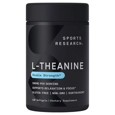 SPORTS RESEARCH L-茶胺酸無麩質軟膠囊 200mg, 120顆, 1罐