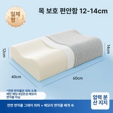 목 보호 고밀도 메모리폼 높은 베개 경추 기능성 편안한 숙면 꿀잠 일자목 거북목 방지, 일체형 몰딩 14cm 그레이 코튼 커버