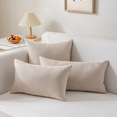 [생활방수] 커버무드 옥스포드 소파 쿠션 + 솜 포함, 베이지