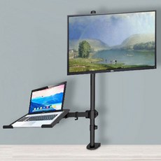 [특가] make easy 각도 높이조절용 노트북+모니터 제로월 듀얼거치랙, 블랙