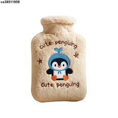 毛絨暖手包 注水式熱水袋 冬季暖手神器 可愛卡通加厚防爆學生熱水袋, 1個, 咖色鵝鵝鵝【可拆洗保暖絨】,500ML