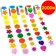 호아인터 반짝이 홀로그램 스티커 5모양 2000매, 1세트, 혼합색상