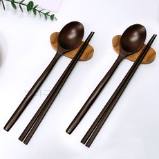 딱다구리 모란 고급 나무 옻칠수저세트, 2인세트, 1개, 옻칠