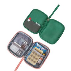 응급키트 파우치 비상약 소형 여행용 휴대용 반창고, 그린