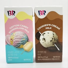 베스킨라빈스 이상한나라의솜사탕우유&쿠키앤크림우유(48개구성), 190ml