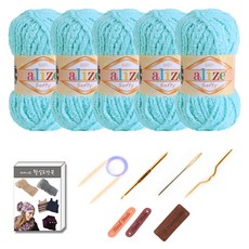 마마니트 벨루토실 5볼 목도리 DIY 세트, 1세트, 민트블루