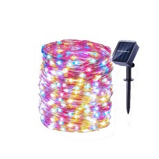 호환 태양 요정 스트링 조명 야외 방수 LED 8 가지 모드 반짝이 패널 장식 400 200/100, 05 RGB 1pcs, 02 33m 300led, 1개